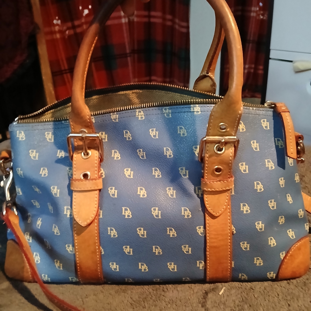 Dooney & Bourke Blue and Brown Satchel